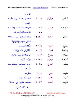 Arabic Bible Outreach Ministry www.arabicbible.com ‫ازة‬ ‫ا‬ ‫ا‬
P.O Box 486, Dracut MA 01826 USA Email: info@arabicbible.com
© Copyright 1998−2005, All rights reserved.
١
٧
.
:
.
::
..
:
.
:.
:..
:.
:..
:
.
:.
:.
:.:
.
 