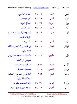 Arabic Bible Outreach Ministry www.arabicbible.com ‫ازة‬ ‫ا‬ ‫ا‬
P.O Box 486, Dracut MA 01826 USA Email: info@arabicbible.com
© Copyright 1998−2005, All rights reserved.
١
٧
:.
:.
:.
:.
:
.
:.
:
.
::
.
:.
:.
:.
.
:.
::.
 
