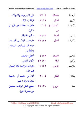 Arabic Bible Outreach Ministry www.arabicbible.com ‫ازة‬ ‫ا‬ ‫ا‬
P.O Box 486, Dracut MA 01826 USA Email: info@arabicbible.com
© Copyright 1998−2005, All rights reserved.
١
٧
:.
:.
:
.
:.
::
.
:.
:.
::
.
:
.
:
.
 