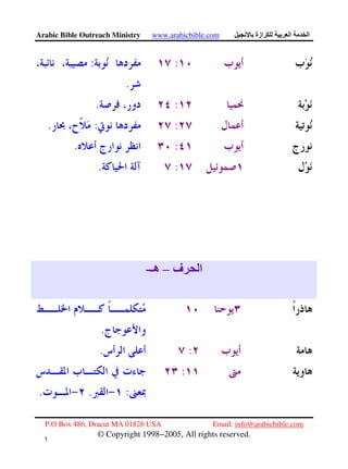 Arabic Bible Outreach Ministry www.arabicbible.com ‫ازة‬ ‫ا‬ ‫ا‬
P.O Box 486, Dracut MA 01826 USA Email: info@arabicbible.com
© Copyright 1998−2005, All rights reserved.
١
٨
::
.
:.
::.
:.
:.
‫ف‬ ‫ا‬–‫هـ‬-
.
:.
:
:..
 