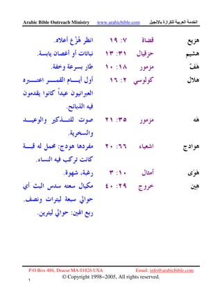 Arabic Bible Outreach Ministry www.arabicbible.com ‫ازة‬ ‫ا‬ ‫ا‬
P.O Box 486, Dracut MA 01826 USA Email: info@arabicbible.com
© Copyright 1998−2005, All rights reserved.
١
٨
:.
:.
:.
:
.
:
.
::
.
:.
:
.
:.
 