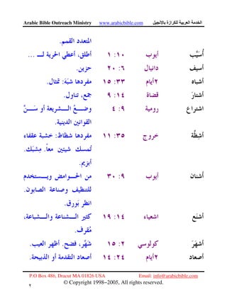 Arabic Bible Outreach Ministry www.arabicbible.com ‫ازة‬ ‫ا‬ ‫ا‬
P.O Box 486, Dracut MA 01826 USA Email: info@arabicbible.com
© Copyright 1998−2005, All rights reserved.
٢
٠
.
:...
:.
::.
:.
:
.
::
..
.
:
.
.
:
.
:..
:.
 