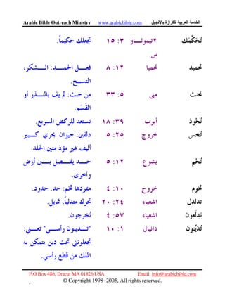 Arabic Bible Outreach Ministry www.arabicbible.com ‫ازة‬ ‫ا‬ ‫ا‬
P.O Box 486, Dracut MA 01826 USA Email: info@arabicbible.com
© Copyright 1998−2005, All rights reserved.
٤
٣
:.
::
.
::
.
:.
::
.
:
.
::..
:.
:.
:"":
.
 