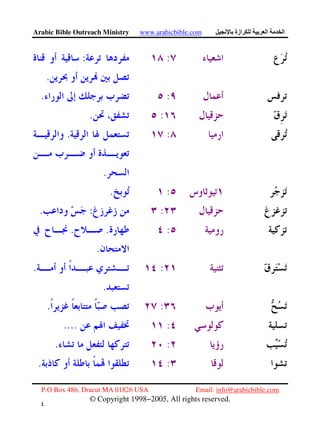 Arabic Bible Outreach Ministry www.arabicbible.com ‫ازة‬ ‫ا‬ ‫ا‬
P.O Box 486, Dracut MA 01826 USA Email: info@arabicbible.com
© Copyright 1998−2005, All rights reserved.
٤
٥
::
.
:.
:.
:.
.
:.
::.
:..
.
:.
.
:.
:....
:.
:.
 