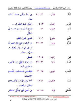 Arabic Bible Outreach Ministry www.arabicbible.com ‫ازة‬ ‫ا‬ ‫ا‬
P.O Box 486, Dracut MA 01826 USA Email: info@arabicbible.com
© Copyright 1998−2005, All rights reserved.
٤
٧
::
.
:...
.
.
:.
::
.
..
:.
::
.
:
.
:)(
.
::.
 