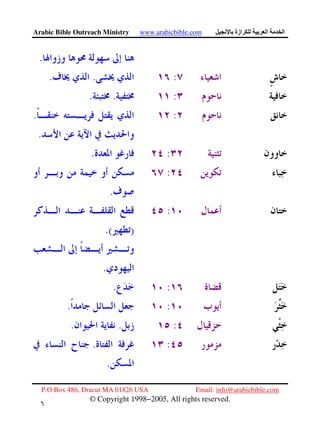 Arabic Bible Outreach Ministry www.arabicbible.com ‫ازة‬ ‫ا‬ ‫ا‬
P.O Box 486, Dracut MA 01826 USA Email: info@arabicbible.com
© Copyright 1998−2005, All rights reserved.
٦
٩
.
:..
:..
:.
.
:.
:
.
:
).(
.
:.
:.
:..
:.
.
 