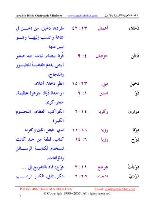 Arabic Bible Outreach Ministry www.arabicbible.com ‫ازة‬ ‫ا‬ ‫ا‬
P.O Box 486, Dracut MA 01826 USA Email: info@arabicbible.com
© Copyright 1998−2005, All rights reserved.
٧
٥
::
.
:.
.
:.
::.
.
:
.
:..
:.
.
::...
:.
 