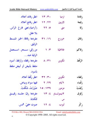 Arabic Bible Outreach Ministry www.arabicbible.com ‫ازة‬ ‫ا‬ ‫ا‬
P.O Box 486, Dracut MA 01826 USA Email: info@arabicbible.com
© Copyright 1998−2005, All rights reserved.
٨
٥
:.
:.
:)(.
.
::
.
::.
...
::
.
:.
:.
:.
::
.
:..
 