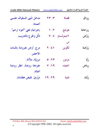 Arabic Bible Outreach Ministry www.arabicbible.com ‫ازة‬ ‫ا‬ ‫ا‬
P.O Box 486, Dracut MA 01826 USA Email: info@arabicbible.com
© Copyright 1998−2005, All rights reserved.
٨
٧
:
.
:)("."
:.
:.
.
:.
:
.
:..
 