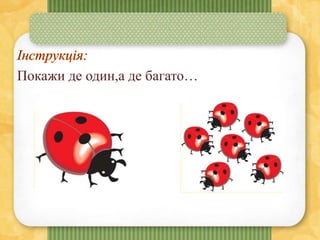 Покажи де один,а де багато…
 