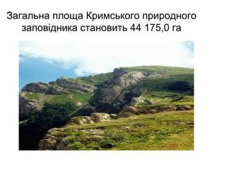 Загальна площа Кримського природного
заповідника становить 44 175,0 га
 
