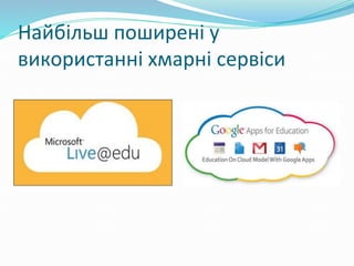 Найбільш поширені у
використанні хмарні сервіси
 