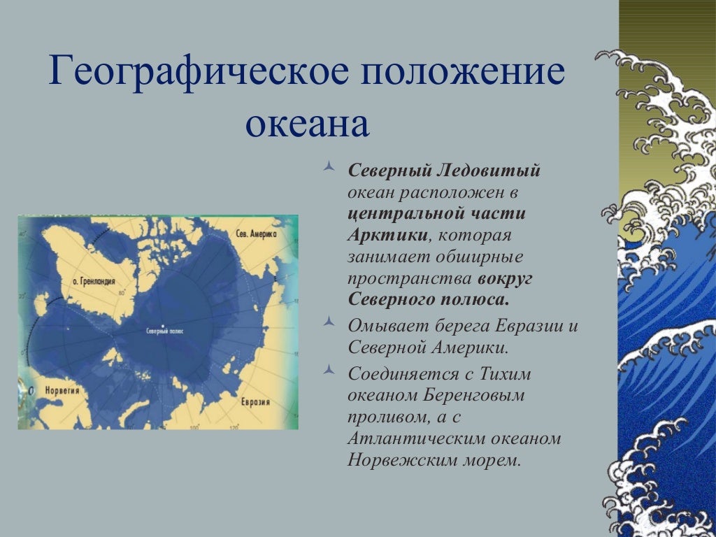 Берега евразии омывают моря каких океанов. Ледовитый океан географическое положение. Географическое положение Северного Ледовитого океана. Расположение Северного Ледовитого океана. Географическое положение Северо Ледовитого океана.