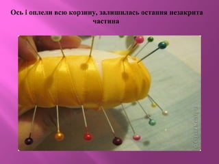 Ось і оплели всю корзину, залишилась остання незакрита
частина
 