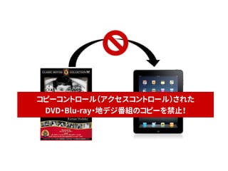 コピーコントロール（アクセスコントロール）された
DVD・Blu-ray・地デジ番組のコピーを禁止！
 