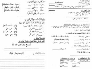 امتحانات عربى ودين اولى وتانية ابتدائى لآخر العام 2014/2015