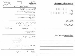 امتحانات عربى ودين اولى وتانية ابتدائى لآخر العام 2014/2015