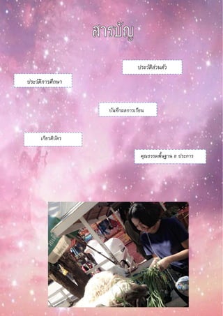 ประวัติการศึกษา
บันทึกผลการเรียน
เกียรติบัตร
คุณธรรมพื้นฐาน 8 ประการ
ประวัติส่วนตัว
 