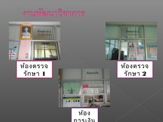 ห้องตรวจ
รักษา 1
ห้องตรวจ
รักษา 2
ห้อง
 