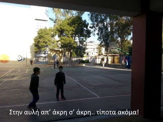 Στην αυλή απ’ άκρη σ’ άκρη.. τίποτα ακόμα!
 