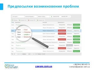 Предпосылки возникновения проблем
+38(044) 360-45-13
contact@yaware.com.uayaware.com.ua
 