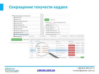 Сокращение текучести кадров
+38(044) 360-45-13
contact@yaware.com.uayaware.com.ua
 