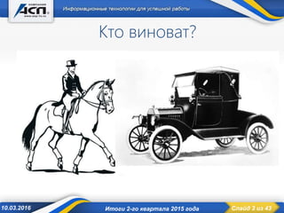 Слайд 3 из 4310.03.2016 Итоги 2-го квартала 2015 года
Кто виноват?
 
