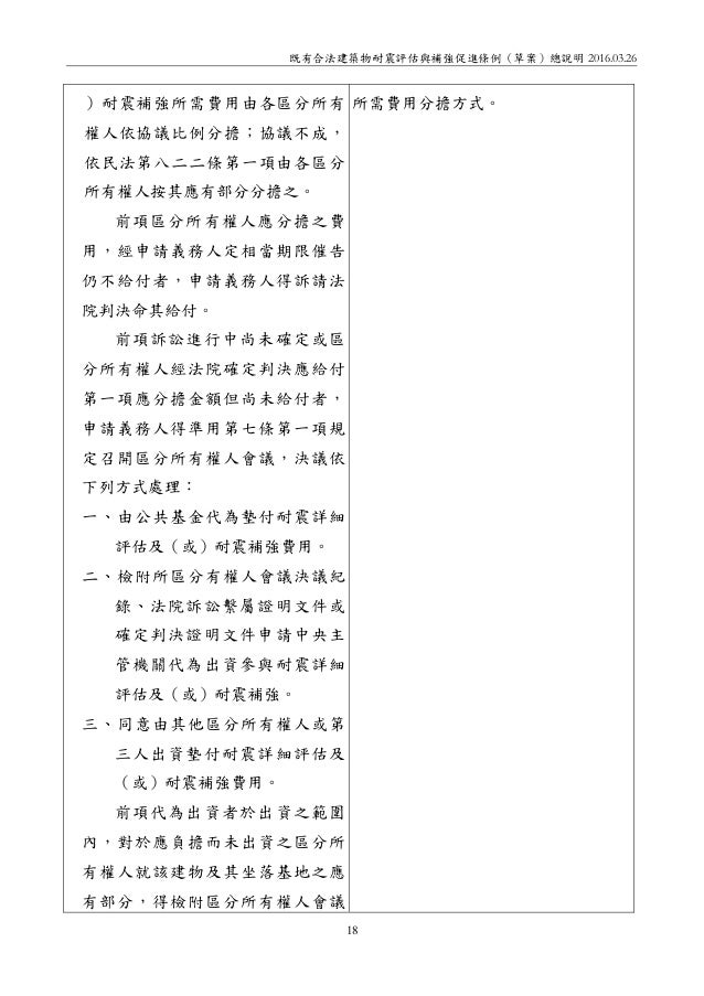 既有合法建築物耐震評估與補強促進條例 草案 總說明 既有合法建築物耐震評估與補強促進條例 草案 總說明