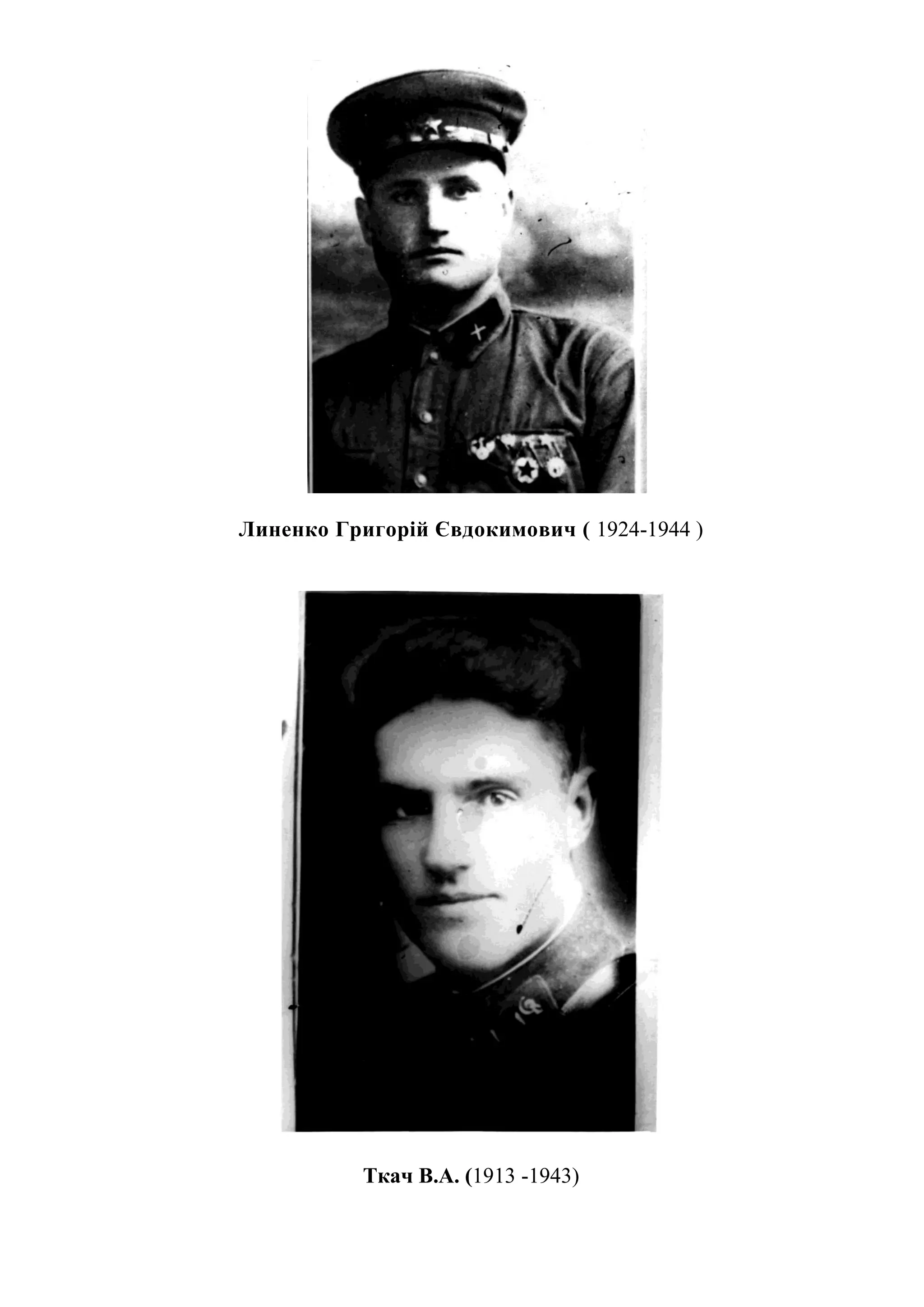 Линенко Григорій Євдокимович ( 1924-1944 )
Ткач В.А. (1913 -1943)
 