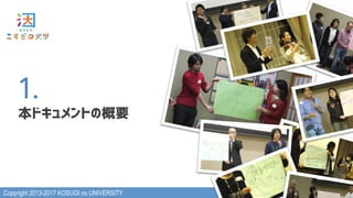 Copyright 2013-2017 KOSUGI no UNIVERSITY
1. 
本ドキュメントの概要
 