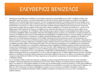 ΕΛΕΥΘΕΡΙΟΣ ΒΕΝΙΖΕΛΟΣ
• Προκειμένου να αμυνθεί από τις επιθέσεις των αντιπάλων εγκαινίασε μια σειρά άρθρων με τον τίτλο "Γεννηθήτω τω Φώς" στην
εφημερίδα "Κήρυξ των Χανίων", στα οποία περιέγραφε την πολιτική του Ύπατου Αρμοστή. Μεταξύ των επιθέσεων που δέχθηκε
ξεχωρίζει αυτή του Μητροπολίτη Κρήτης Ευμένιου, ο οποίος τον χαρακτήρισεπροδότη. Ο Βενιζέλος απάντησε με νέο άρθρο, για το
περιεχόμενο του οποίο μηνύθηκεαπό τον Μητροπολίτη και καταδικάστηκεσε δεκαπενθήμερη φυλάκιση, την οποία και εξέτισε στη
φυλακή Ιτζεδίν. Στις εκλογές του 1903 το κόμμα του Βενιζέλου ηττήθηκεεκλογικά αναδεικνύοντας πέντε βουλευτές. Ύστερα από
συνεννοήσειςμε άλλες ηγετικές μορφές της πολιτικής σκηνής τέθηκε επικεφαλής της "Ηνωμένης Αντιπολίτευσης", η οποία στις 26
Φεβρουαρίου 1905 διακήρυξετην ένωση με την Ελλάδα, και σε περίπτωση αδυναμίας την αυτονομία της νήσου, καθώς και την
αναθεώρηση του συντάγματος. Στις 23 Μαρτίου 1905 ο Βενιζέλος μαζί με χίλιους ενόπλους συγκεντρώθηκανστον Θέρισο. Σύντομα
στον Θέρισο κατέφθασαν άλλοι επτά χιλιάδες πολεμιστές από διάφορα σημεία της Κρήτης. Στις 20 Απριλίου η Συνέλευση κήρυξετην
ένωση με την Ελλάδα και ζήτησε από τον Ύπατο Αρμοστή να πληροφορήσει τις Μεγάλες Δυνάμεις γι´αυτή την εξέλιξη, οι οποίες όμως
αρνήθηκαν να αναγνωρίσουν την ανακήρυξη. Τον Μάϊο πραγματοποιήθηκαν εκλογές, στις οποίες η παράταξη του Βενιζέλου, του
Φούμη και του Πωλογεωργάκη συγκέντρωσε 33.279 ψήφους αναδεικνύοντας39 αντιπροσώπους έναντι 78 αντιπροσώπων του
πρίγκιπα Γεωργίου. Στις 15 Ιουλίου οι Μεγάλες Δυνάμεις έδωσαν προθεσμία δεκαπέντε ημερών στους επαναστάτες, τελεσίγραφοπου
δεν έγινε δεκτό. Όταν έληξε η προθεσμία, οι Μεγάλες Δυνάμεις κήρυξανστρατιωτικό νόμο. Μετά από συμβουλή του πρωθυπουργού
της Ελλάδας Δημητρίου Ράλλη ο Ύπατος Αρμοστής ζήτησε από την Συνέλευση να προχωρήσει στην αναθεώρηση του συντάγματος.
Στις 2 Νοεμβρίου ο Βενιζέλος και οι επαναστάτες παρέδωσαντα όπλα. Παράλληλα οι Μεγάλες Δυνάμεις έστειλαν μια διερευνητική
επιτροπήγια να αξιολογήσουν την κατάσταση στο νησί. Στις 23 Ιουλίου 1906 αποφασίστηκεη διεθνής δύναμη που βρισκόταν στο νησί
να αποχωρήσει, να ανατεθεί η ασφάλεια του νησιού σε Έλληνες αξιωματικούς, που θα έπρεπε όμως να αποχωρήσουν από τον
ελληνικό στρατό, να οργανωθεί εκ νέου η πολιτοφυλακή, να δοθεί δάνειο 9.300.000 φράγκων στην Κρητική Πολιτεία, να υπάρξει
πλήρης ισότητα χριστιανών και μουσουλμάνων κ.α. Αν και η ελληνική κυβέρνηση και το παλάτι διαφωνούσανμε την λύση, ο Βενιζέλος
καθώς και ο διάδοχος του ελληνικού θρόνου πρίγκιπας Κωνσταντίνος τάχθηκανυπέρ αυτού του σχεδίου με αποτέλεσμα ο πρίγκιπας
Γεώργιος να παραιτηθεί από τη θέση του Ύπατου Αρμοστή για να διευκολύνει την κατάσταση. Ως αντικαταστάτης του επιλέχθηκε
ο Αλέξανδρος Ζαΐμης.
• Στις 12 Οκτωβρίου 1908 η Συνέλευση επικύρωσε τις αλλαγές και όρισε πενταμελή Εκτελεστική Επιτροπή. Σε αυτήν ο Βενιζέλος
ανέλαβε τα υπουργεία εξωτερικών και δικαιοσύνης.Στις 29 Ιουλίου 1909 οι δυνάμεις του διεθνούς στρατού αποχώρησαν από την
Κρήτη. Στις εκλογές του 1910 εξελέγηπρόεδρος της Συνέλευσης και πρωθυπουργός της Κρητικής Πολιτείας. Τον ίδιο μήνα εκδόθηκε το
ψήφισμα για ένωση με την Ελλάδα και αναχώρησε για την Αθήνα για να συναντηθεί με τους ηγέτες του Στρατιωτικού Συνδέσμου. Τον
Μάιο του 1910 οι Χριστιανοί της Κρήτης επανέλαβαντο αίτημά τους για την ένωση με την Ελλάδα. Ο Βενιζέλος, ύστερα από
παρότρυνση και της κυβέρνησης Δημητρίου Ράλλη, κατάφερενα ηρεμήσει τους Κρητικούς και να τους πείσει να αποφύγουν τις
ακραίες ενέργειες.
 