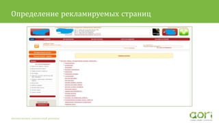 Автоматизация контекстной рекламы
Определение рекламируемых страниц
 
