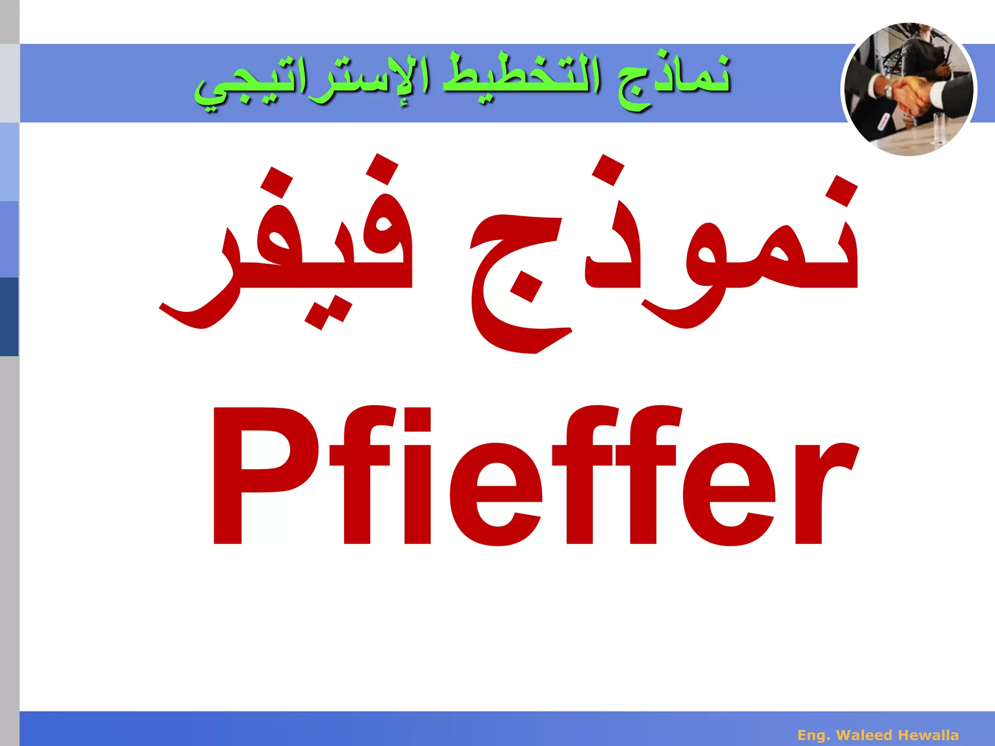 ‫اإلستراتيجي‬ ‫التخطيط‬ ‫نماذج‬
‫نموذج‬‫فيف‬‫ر‬
Pfieffer
Eng. Waleed Hewalla
 