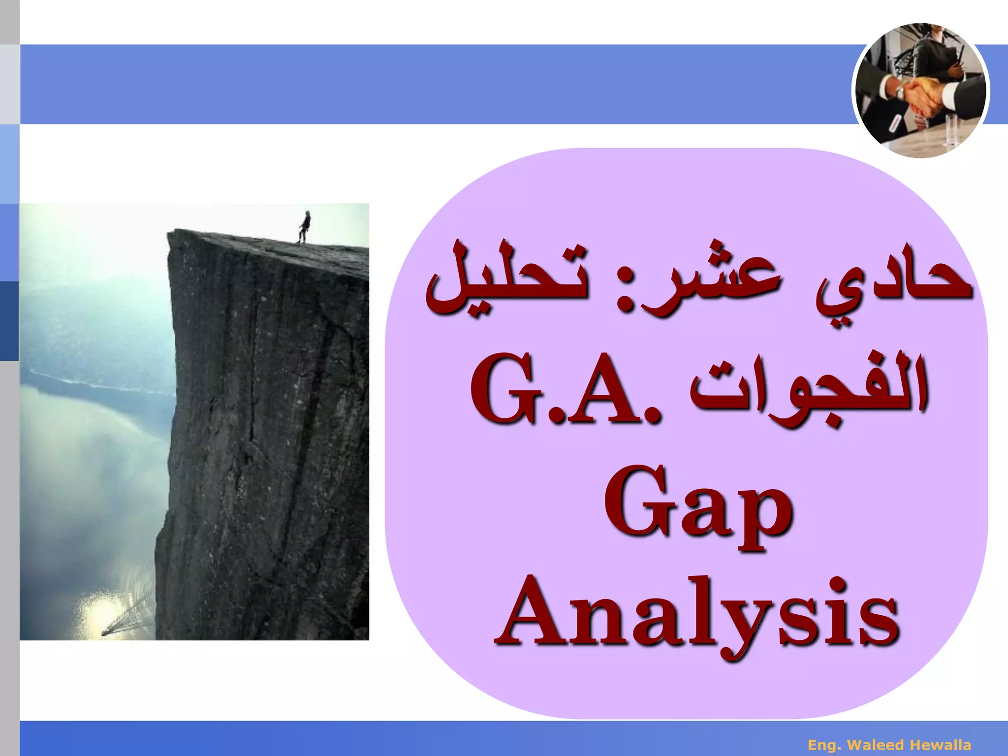 ‫عشر‬ ‫حادي‬:‫تحليل‬
‫الفجوات‬G.A.
Gap
Analysis
Eng. Waleed Hewalla
 