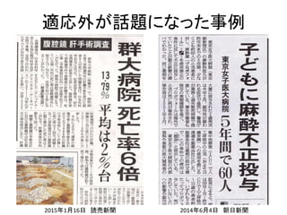 適応外が話題になった事例
2015年1月16日 読売新聞 2014年6月4日 朝日新聞
 