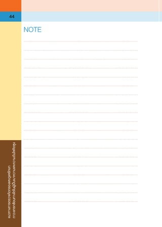 แนวทางการตรวจคัดกรองและดูแลรักษา
ภาวะแทรกซ้อนทางไตในผู้เป็นเบาหวานและความดันโลหิตสูง
44
..................................................................................................................
..................................................................................................................
..................................................................................................................
..................................................................................................................
..................................................................................................................
..................................................................................................................
..................................................................................................................
..................................................................................................................
..................................................................................................................
..................................................................................................................
..................................................................................................................
..................................................................................................................
..................................................................................................................
..................................................................................................................
..................................................................................................................
..................................................................................................................
..................................................................................................................
..................................................................................................................
..................................................................................................................
NOTE
 