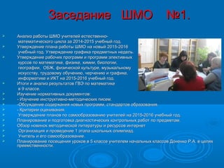 ШМО Учителей Естественно-Математического Цикла | PPT
