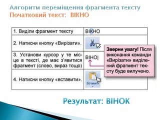 копіювання і переміщування фрагментів тексту