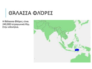 ΘΆΛΑΣΣΑ ΦΛΌΡΕΣ
Η θάλασσα Φλόρες είναι
240,000 τετραγωνικά Χλμ.
Στην ινδονήσια.
 