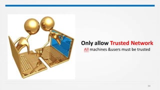 34
Only allow Trusted Network
All machines &users must be trusted
 