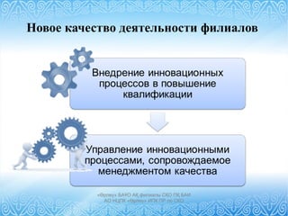 Новое качество деятельности филиалов
«Өрлеу» БАҰО АҚ филиалы СҚО ПҚ БАИ
АО НЦПК «Өрлеу» ИПК ПР по СКО
 
