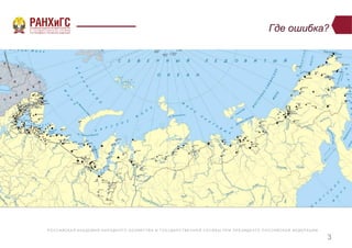 Р ОССИЙСКА Я А КА ДЕ МИ Я НА Р ОДНОГ О ХОЗЯЙСТВ А И ГОСУ ДА Р СТВ Е ННО Й СЛУ Ж Б Ы ПР И ПР Е ЗИДЕ НТ Е Р ОССИЙСКО Й ФЕ ДЕ Р А Ц И И
Где ошибка?
3
 