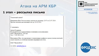 Атака на АРМ КБР
1 этап – рассылка письма
#CODEIB
Г. САНКТ-ПЕТЕРБУРГ
21 АПРЕЛЯ 2016
 