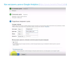 Как настроить цели в Google Analytics (https://youtu.be/wVoTNsoCxB4)
 