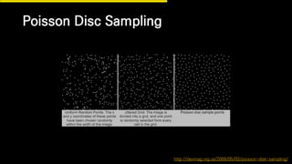 http://devmag.org.za/2009/05/03/poisson-disk-sampling/
Poisson Disc Sampling
 