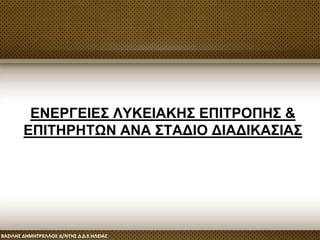 ΕΝΕΡΓΕΙΕΣ ΛΥΚΕΙΑΚΗΣ ΕΠΙΤΡΟΠΗΣ &
ΕΠΙΤΗΡΗΤΩΝ ΑΝΑ ΣΤΑΔΙΟ ΔΙΑΔΙΚΑΣΙΑΣ
 