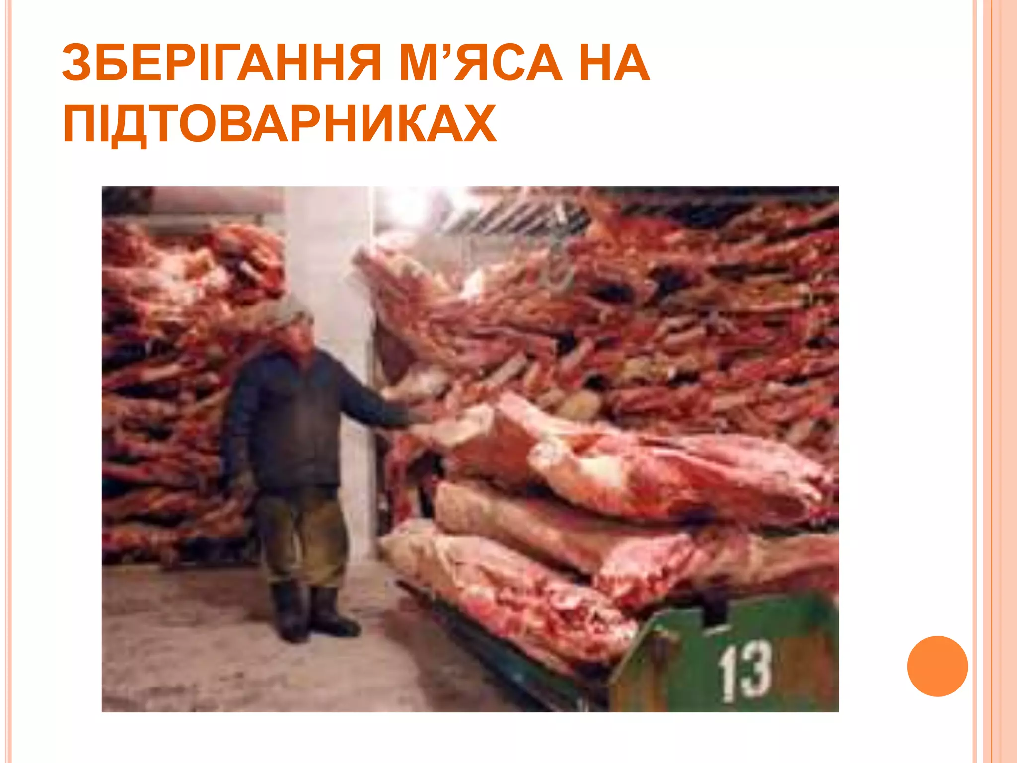ЗБЕРІГАННЯ М’ЯСА НА
ПІДТОВАРНИКАХ
 