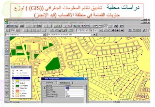 13
‫محلية‬ ‫دراسات‬‫الجغرافي‬ ‫المعلومات‬ ‫نظام‬ ‫تطبيق‬((GIS))‫توزع‬
‫األقصاب‬ ‫منطقة‬ ‫في‬ ‫القمامة‬ ‫حاويات‬(‫اإلنجاز‬ ‫قيد‬)
 