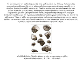 Τα αποτυπώματα των ψαθών δείχνουν ότι στην ψαθοπλεκτική της Πρώιμης Χαλκοκρατίας
επικρατούσε μεγάλη ποικιλία στους τρόπους πλεξίματος, με επικρατέστερες την απλή και τη
διαγώνια διαπλοκή σε πολλές παραλλαγές. Τα κύρια προϊόντα της καλαθοπλεκτικής θα ήταν
ψάθινα στρωσίδια, χοντρές ψάθες, που χρησιμοποιούνταν μέσα στα σπίτια ως εσωτερικά
διαχωριστικά, μαλακά ή σκληρά καλάθια για τη μεταφορά και την αποθήκευση διαφόρων
προϊόντων, καλαθάκια για την τυροκομία, λεπτά δίχτυα για το ψάρεμα και το κυνήγι και σχοινιά για
κάθε χρήση. Τέλος, οι ψάθες που χρησιμοποιούνταν από τους κεραμοπλάστες της εποχής για την
απόθεση των νωπών αγγείων κατά ή μετά την κατασκευή τους θεωρούνται από αρκετούς ερευνητές
ως είδος ή εξάρτημα κάποιου πρωτόγονου κεραμικού τροχού.
Kοιλάδα Ταλιώτη, Nαύπλιο. Bάσεις αγγείων με αποτυπώματα ψάθας.
Πρωτοελλαδική περίοδος. Δ' EΠKA. YΠΠO/TAΠ.
 