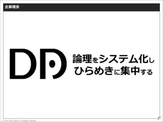 © 2016 Data Artist inc. All Rights reserved
4
企業理念
論理をシステム化し
ひらめきに集中する
 